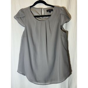 Cozi Bear Boutique Large Keyhole‎ Sheer Top Blouse Gray AA25
